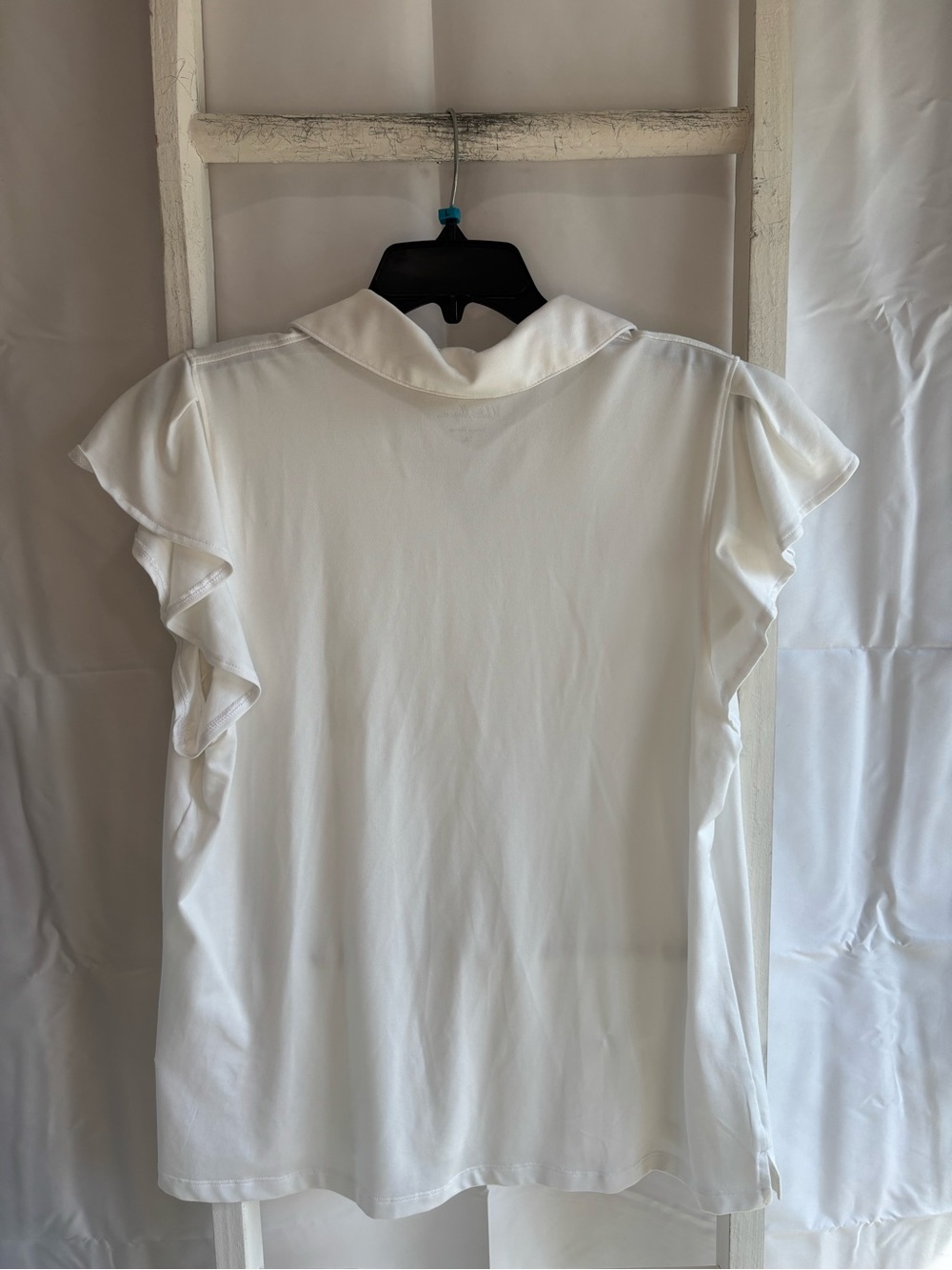 Walter Hagen White Short Sleeve Polo with Ruffle Cap Sleeves - Picture 2 of 3
